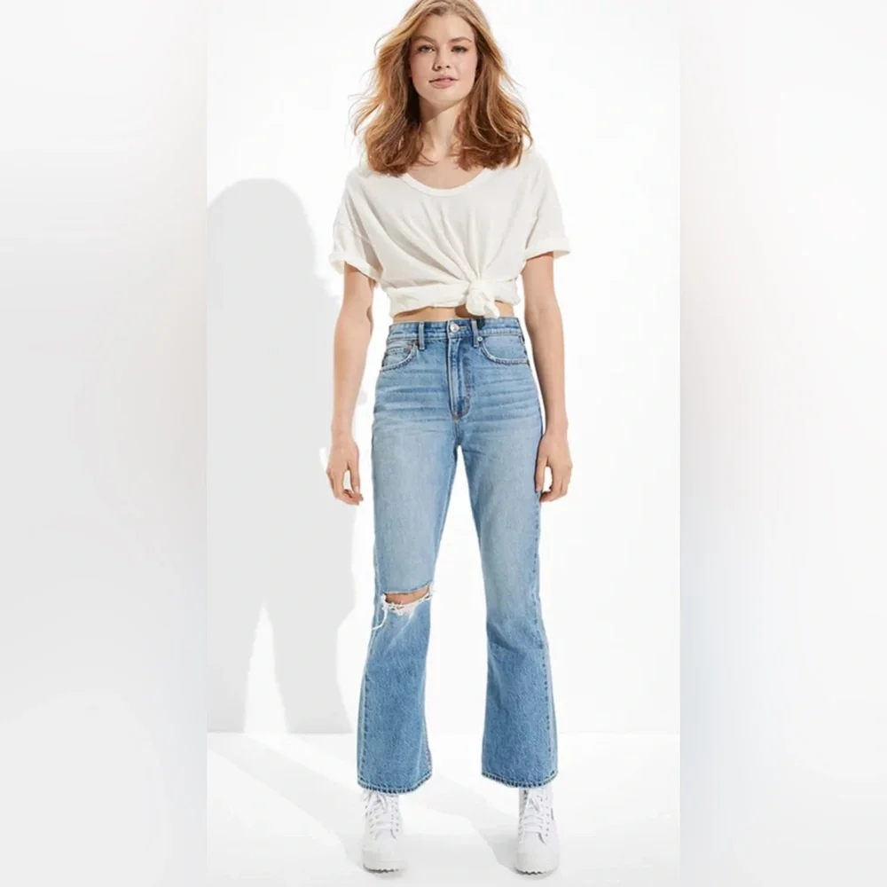 American Eagle - Ripped Highest Waist ‘90s Flare Jean - Size 8 - Picture 1 of 13